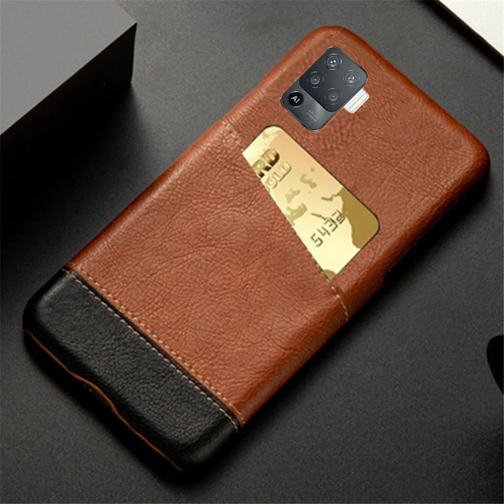 Card Case Card Slot Holder Mixed Splice PU Leather Cover for Oppo Reno5 Lite Reno 5lite Renault 5 Light Coque For Reno 5lite