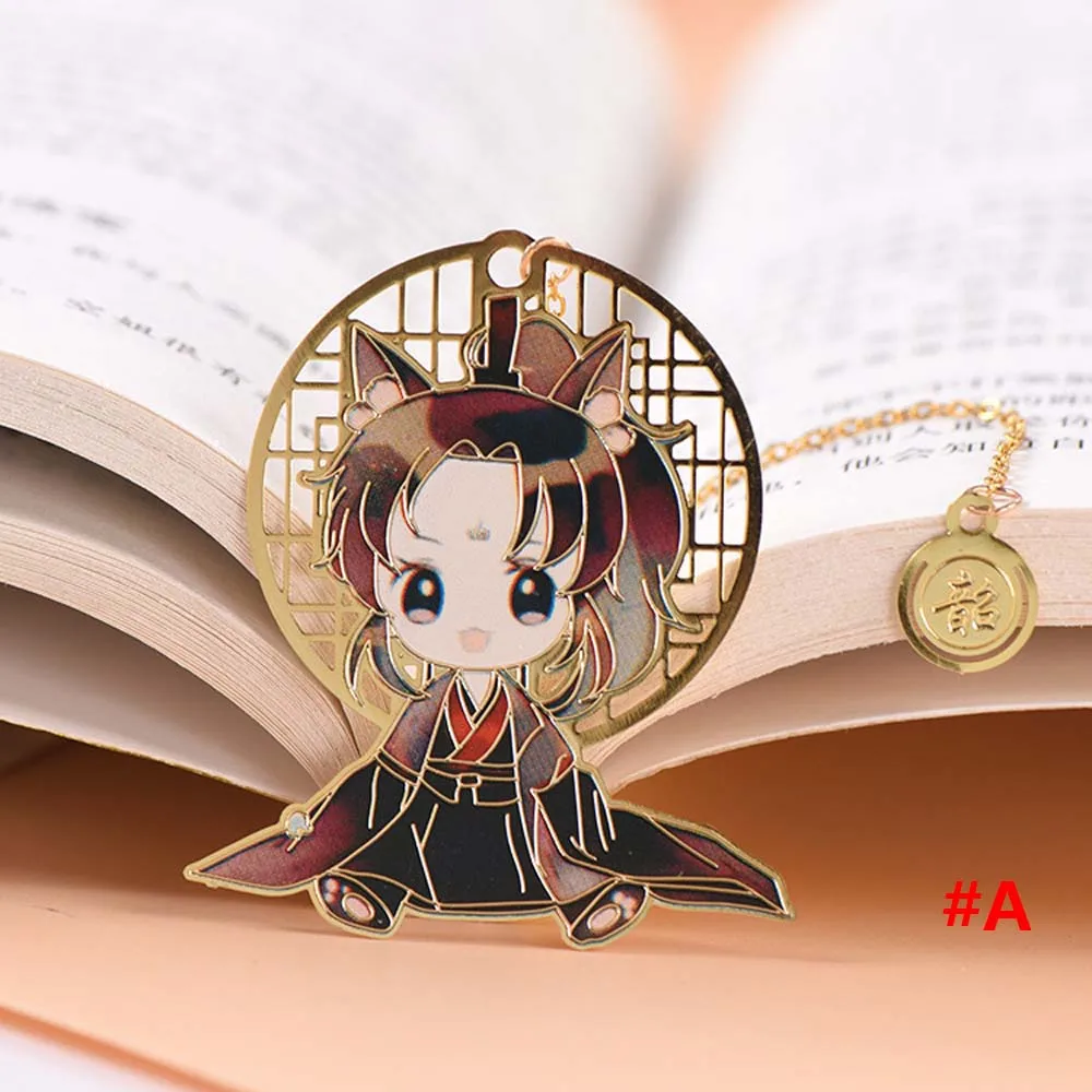 

Chinese Style School Supply Pendant Pagination Mark Xie Lian Hollow Metal Book Markers Stationery Tian Guan Ci Fu Bookmark