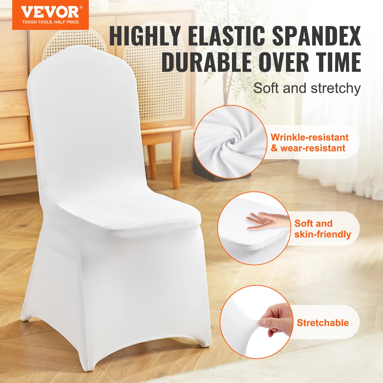 VEVOR Stretch Spandex Folding Chair Covers 50PCS Universal Fitted Chair Cover Slipcovers for Wedding Holiday Banquet Party