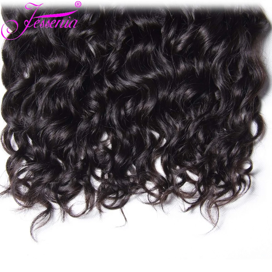 12a onda natural do cabelo humano 3/4 pacotes com fechamento brasileiro de água natural preto pacotes 100% cabelo humano virgem não processado