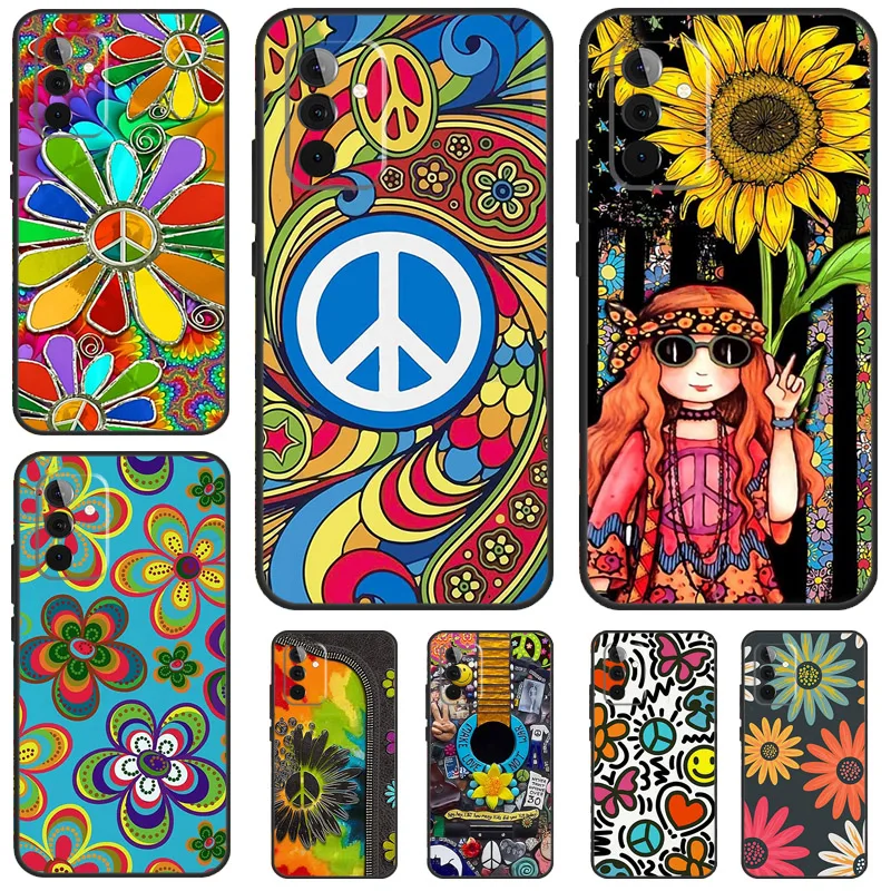 Hippie Daisy Tie-dye Flower Peace Case For Samsung Galaxy A54 A14 A34 A24 A53 A33 A13 A52 A32 A22 A12 A71 A51 A25 A15 Cover