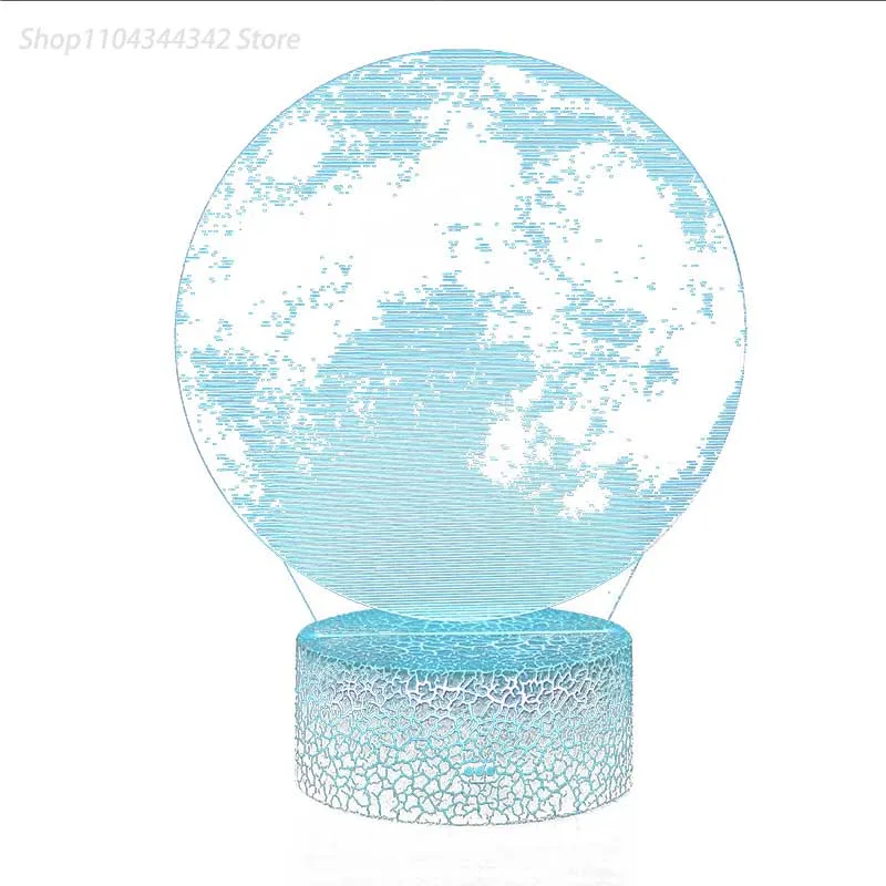 3D Moon Night Light ห้องนั่งเล่นห้องนอนสร้างสรรค์เด็กของขวัญตกแต่ง USB บรรยากาศ Light