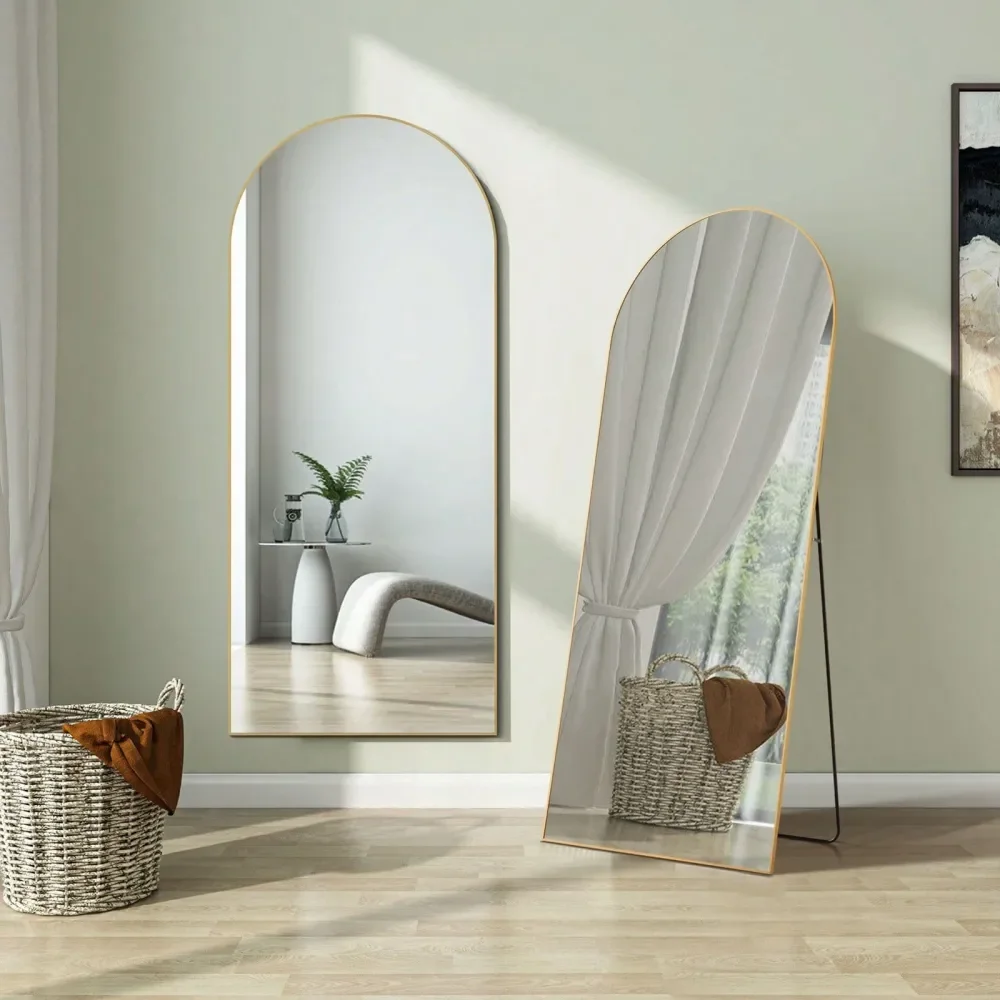 

Arched Full Length Mirror, Standing Or Leaning Full Body Mirror With ShatterProorf Nano Glass And Aluminum Alloy Thin Frame, Su