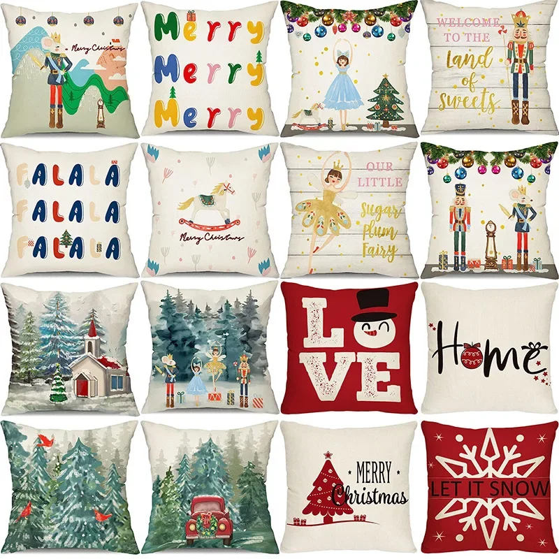 

Christmas tree flower ring elk Christmas decorative pillow sleeve setting room car study office office pillow sleeve home