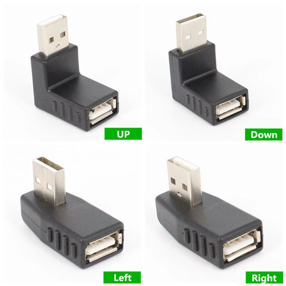 USB 2.0 Type A Male to Female Expansion Cable Adapter 90 Degree UP Down Left Right Angle for PC Computer