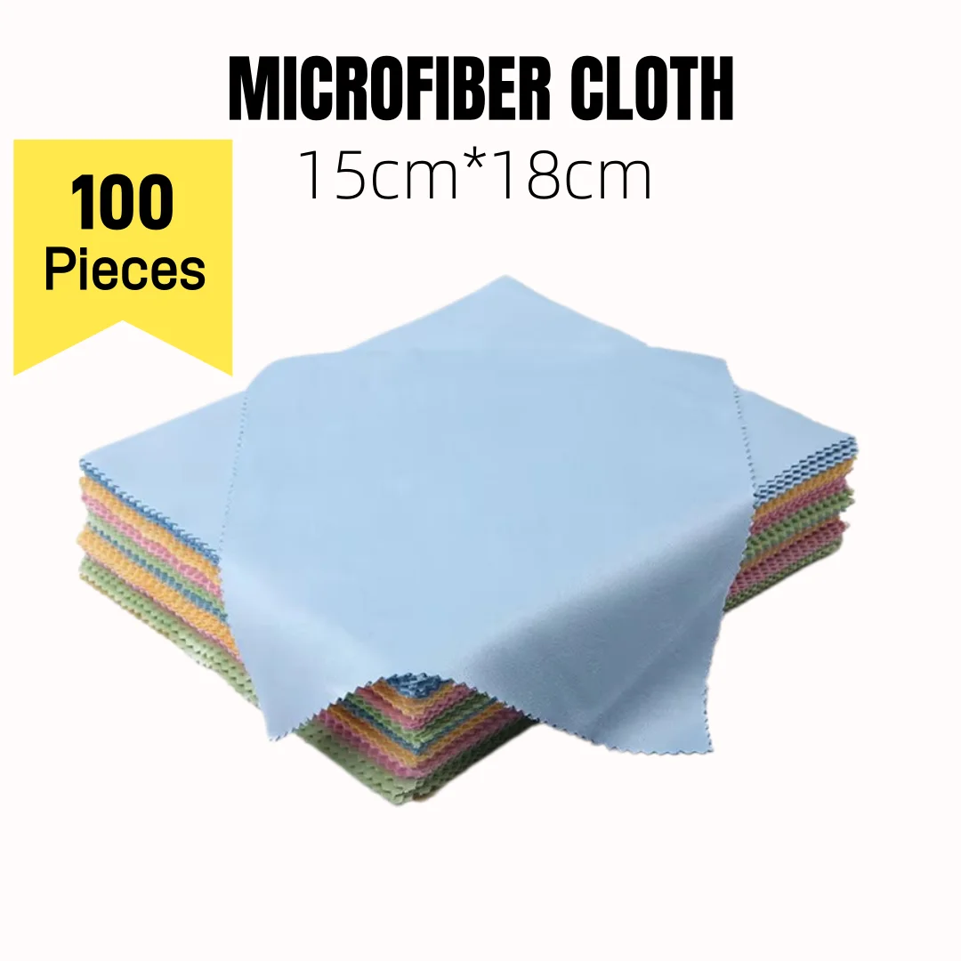 100 Pieces Lens Cleaning Cloth Microfiber Material 15cm*18cm For Eyeglasses and Digital By Dhoptical