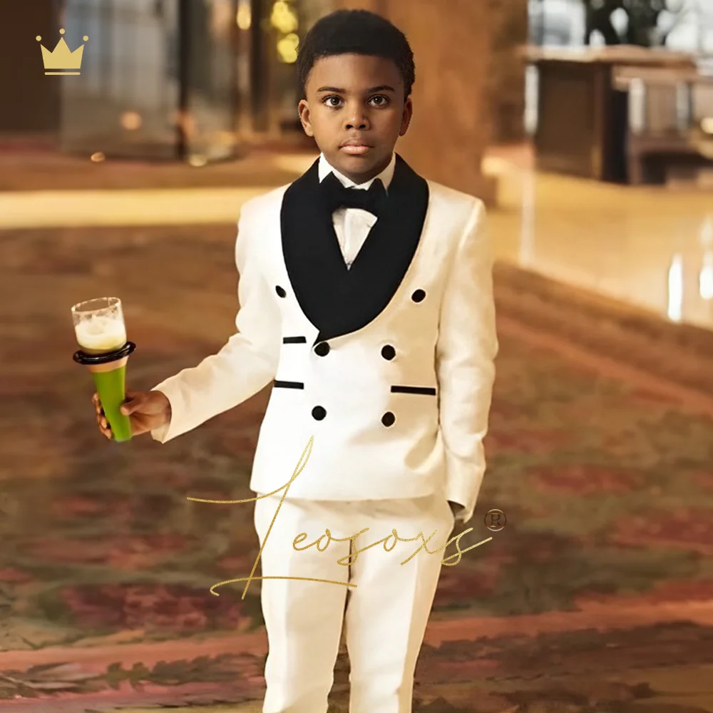 

Boys double breasted tuxedo dress suit 2 piece suit, custom made children black velvet shawl collar wedding dinner cocktail suit