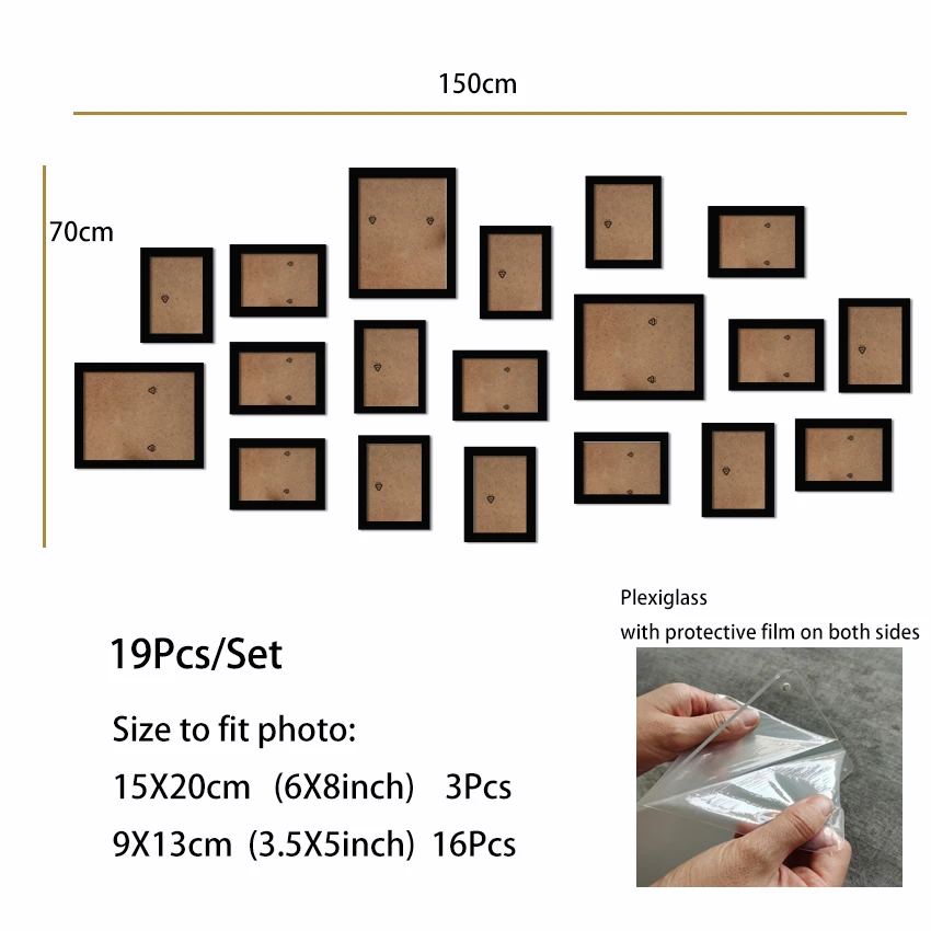 14/19Pcs Photo Frames For Pictures Wall Picture Frame Wooden Frame For Wall Hanging Photo Decor Wedding Party Home Decoration