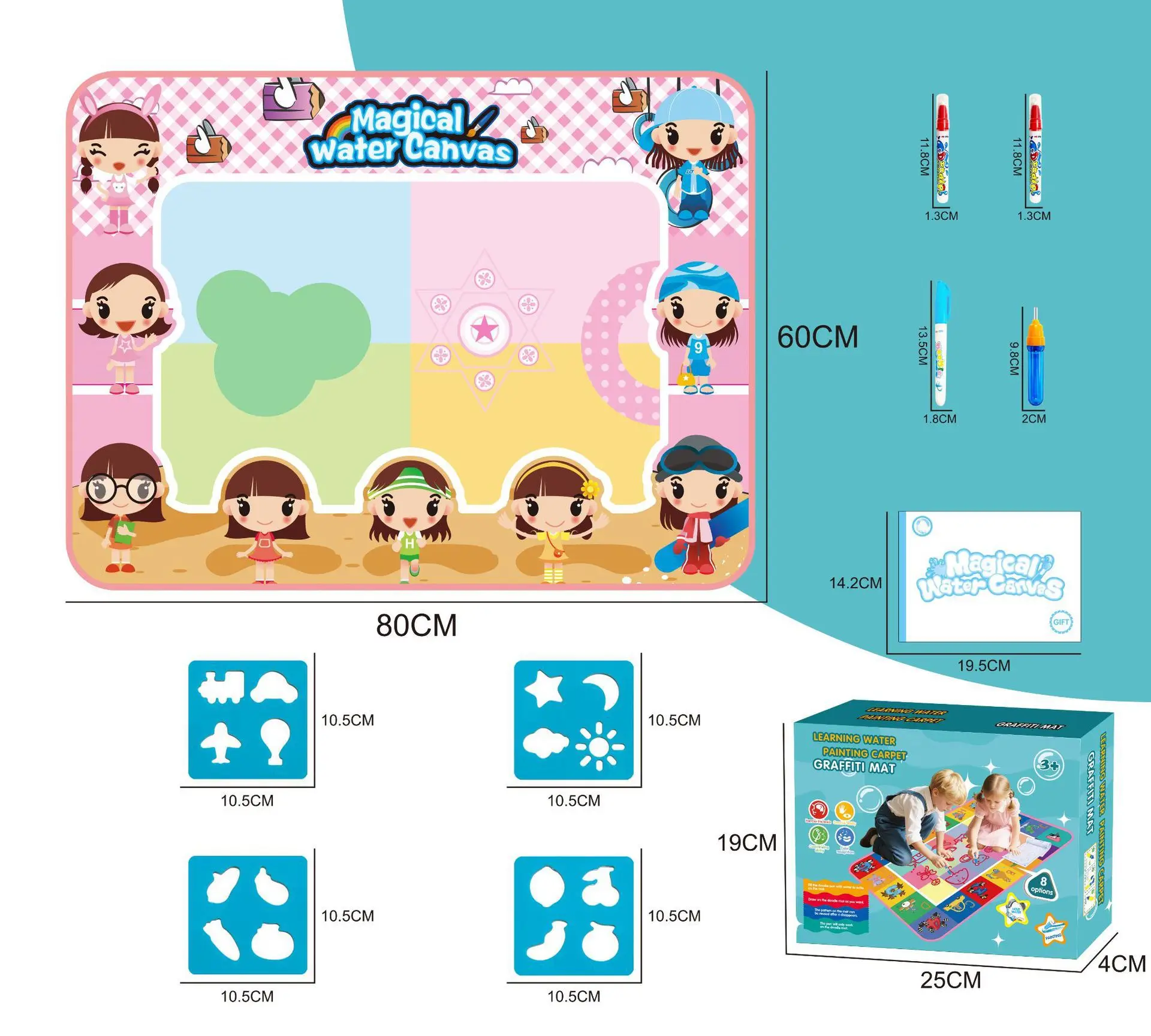 Magic Water Drawing Mat 100x80CM Magic pens Montessori Toys Learning Blanket Writing Children Drawing Board Educational Toys Kid