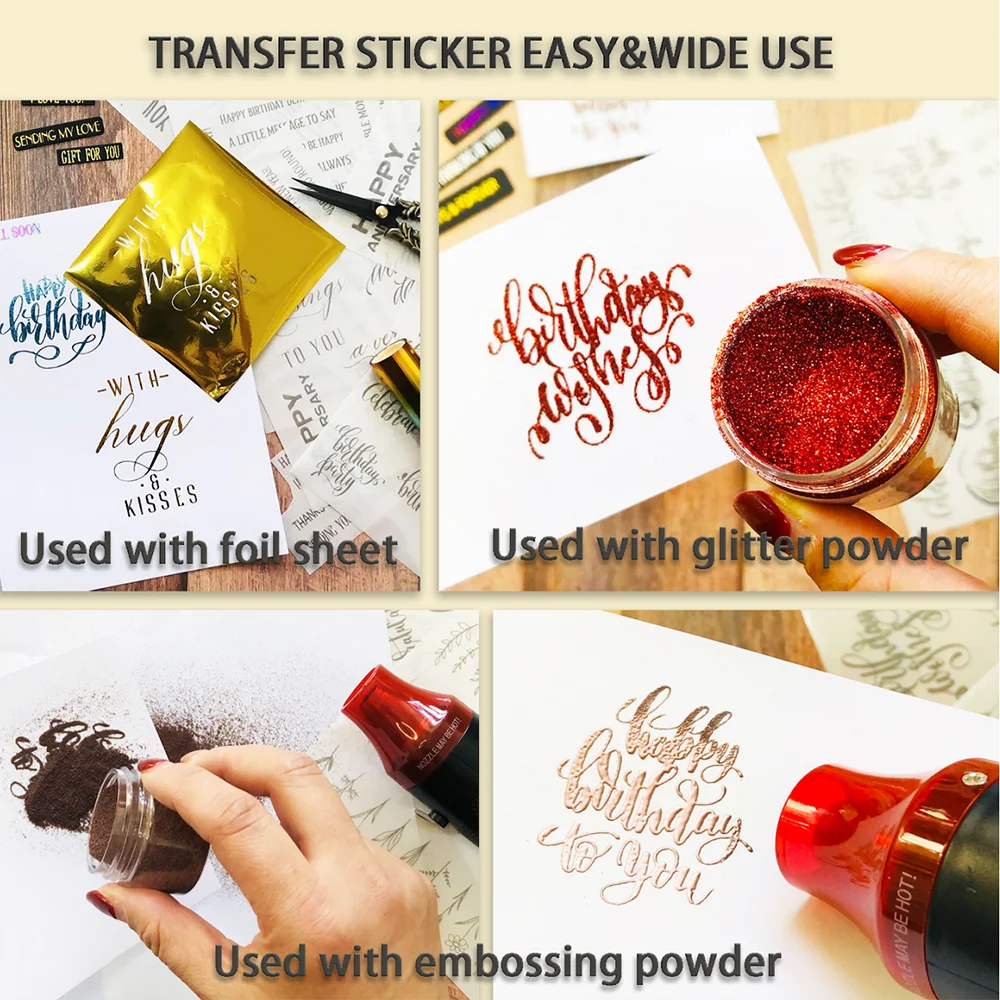 Refinement Sticker Transfer Sheets Foil Transfer Paper Embossing Powder add Glitter Transfer Paper Sheets