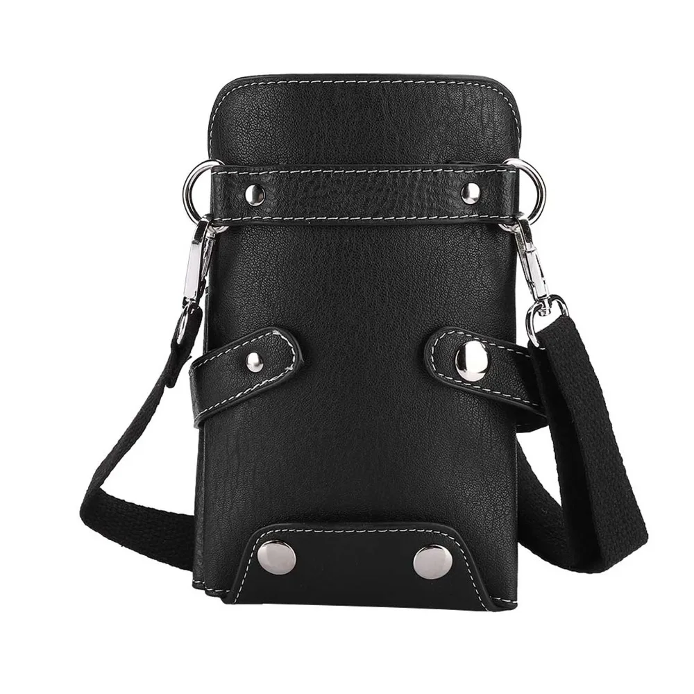 PU Leather Barber Scissors Waist Bag Multi-Compartment Professional Hairdressing Tool Storage Bag Durable Black Color