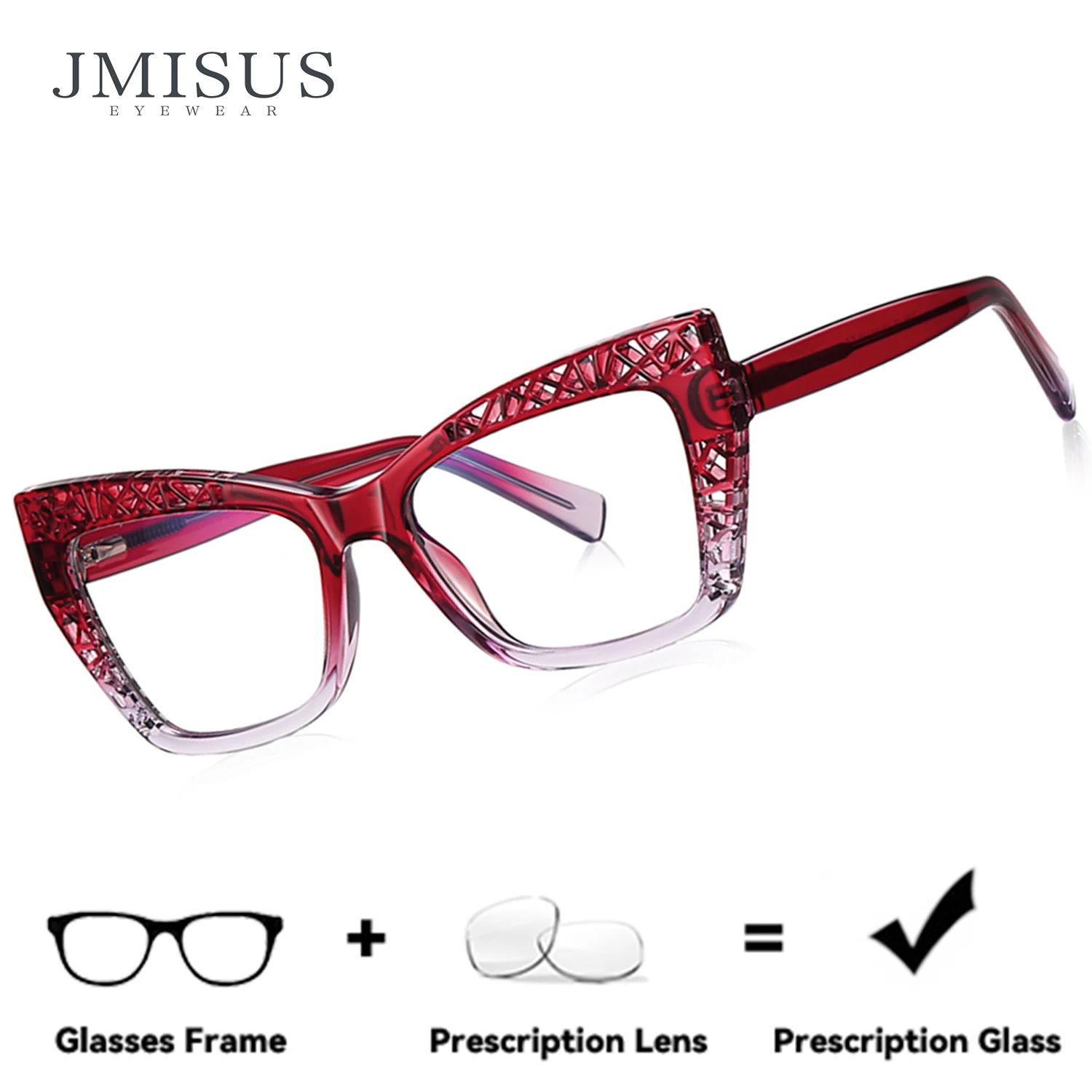 

Очки JMISUS ручной работы из ацетата, модные квадратные, женские, в форме бабочки, оптические, фотохромные, прогрессивные