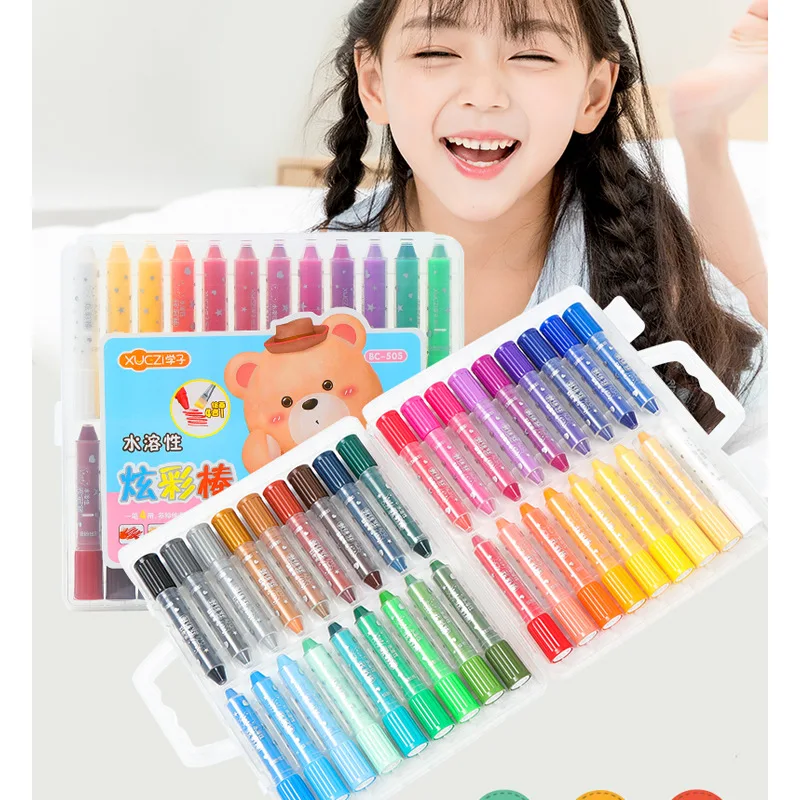 Rotary Crayon DIY Water Soluble Silk Smooth Oil Painting Stick 12/24/36 Color Children's Water Wash Colorful Painting Set