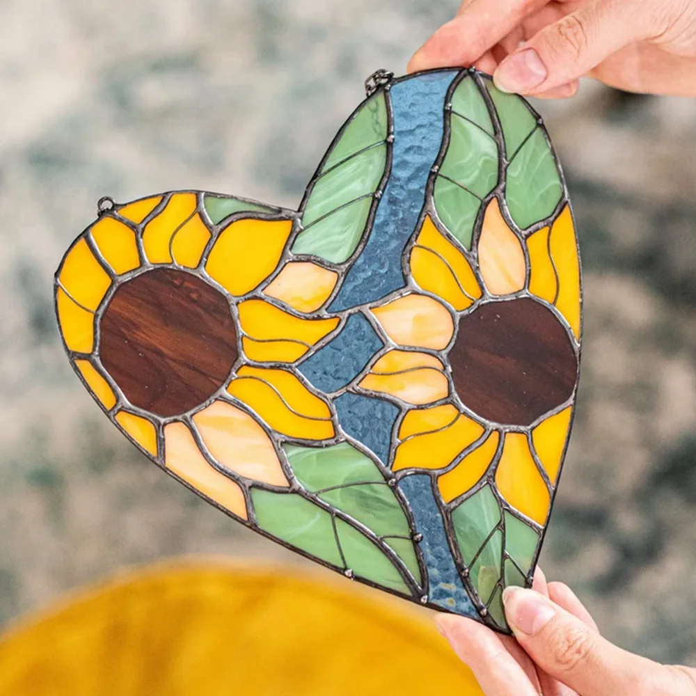 Idyllic Sunflower Chain Pendant Holiday Window Porch Decoration Pendant Mother's Day Gift Colored Glass