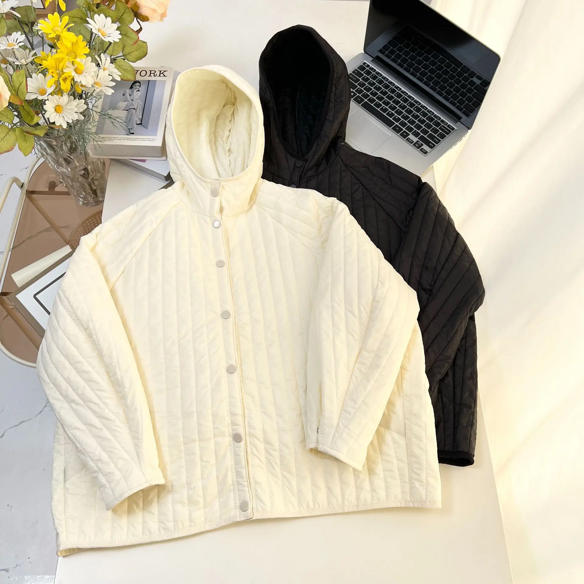 Xxxl moda plus size parkas femininas novo estilo outono e inverno simples casual fino quente com capuz algodão-acolchoado jacke 1732