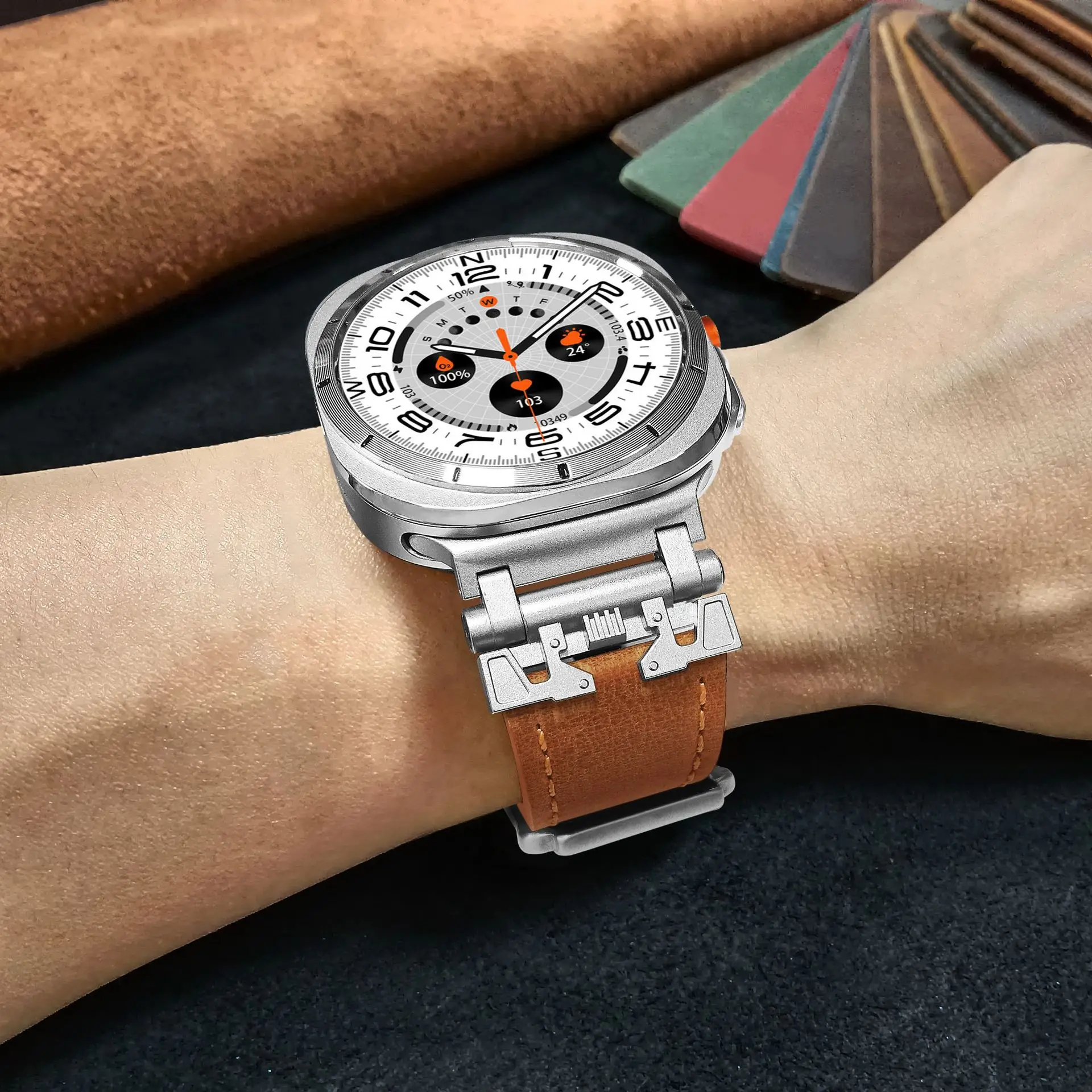 Cinturino in pelle per Samsung Galaxy Watch 7 Ultra 47mm cinturino in acciaio inossidabile per galaxy ultra 47 ULTRA 47MM cinturino da uomo