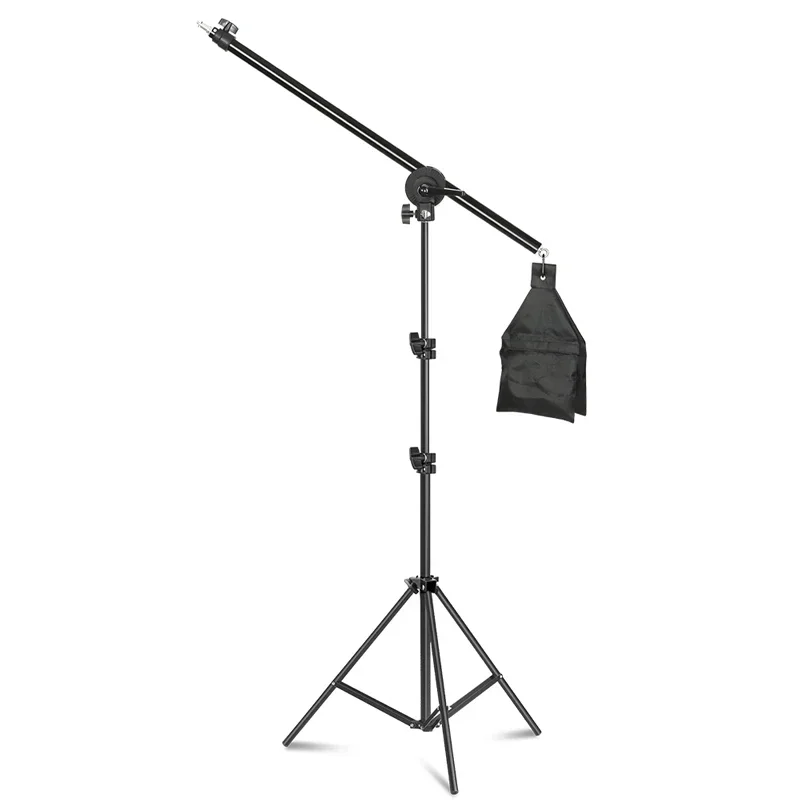 SH Adjustable Tripod Boom Arm for Light Stand with Sandbag Extend to 135cm Portable Light Stand Boom Arm Holder for Photography