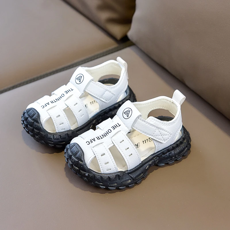 Boys Sports Sandals Toes Capped Hook&loop Kids Beach Shoes Soft Bottom Trendy 2026 Summer New Children Casual Shoes Non-slip
