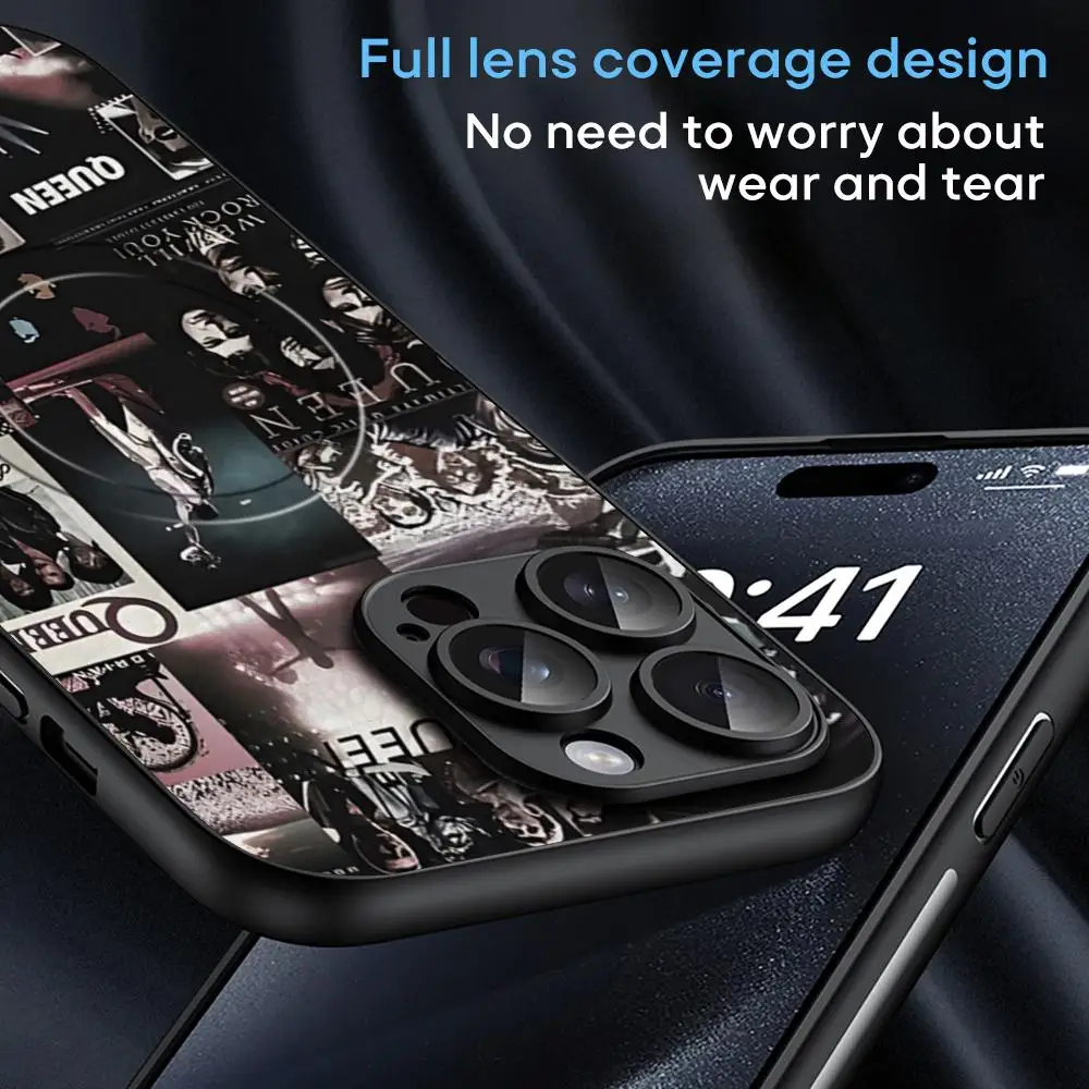 Cool Q-Queen-ES Legend ROCK Phone Case For iPhone 16 15 14 13 12 11 Plus Pro Max High-end Luxury Magsafe Sheepskin #4