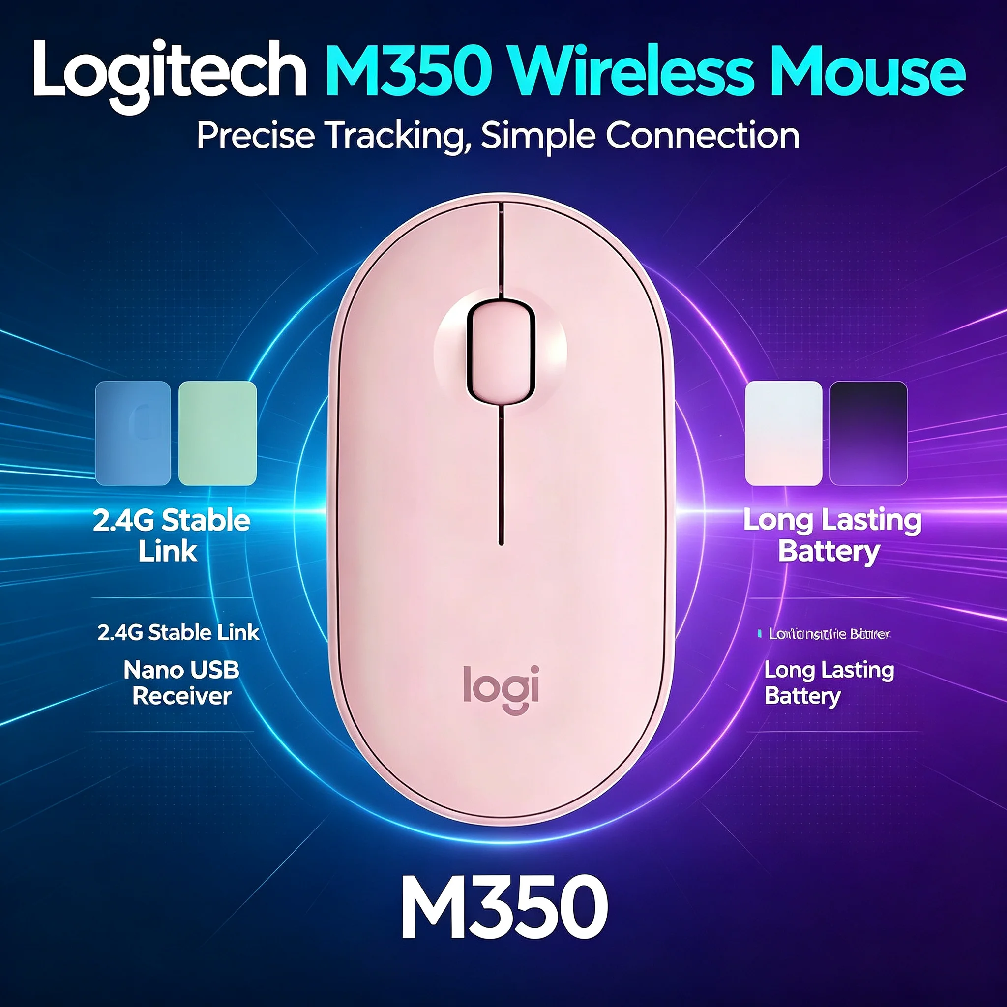 Logitech Pebble M350 Wireless Mouse Silent Click Slim Bluetooth 2.4G Dual Mode Portable Mouse For Laptop PC Mac Home Office