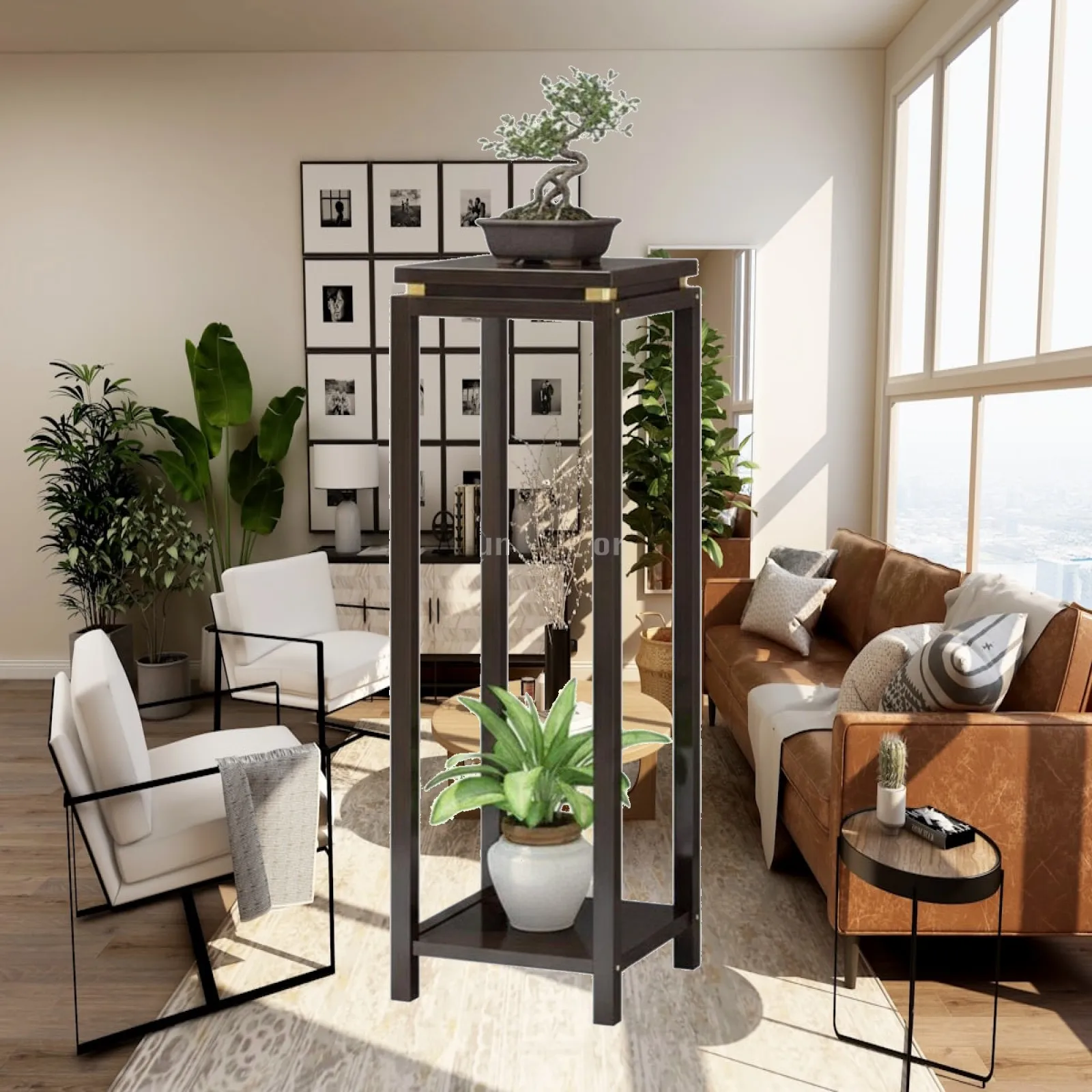 Multi-tier Bamboo Flower Stand Floor Plant Organizer Premium Botanical Pedestal for Chinese Style Furniture Display