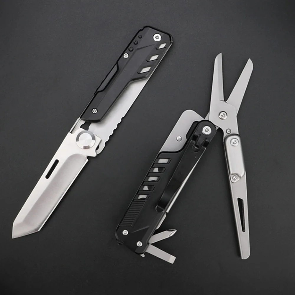 440A Multi-tool Folding Knife Scissors Self Defense Survival Gear Camping Equipment EDC Hand Tools Screwdriver Hunting Knife