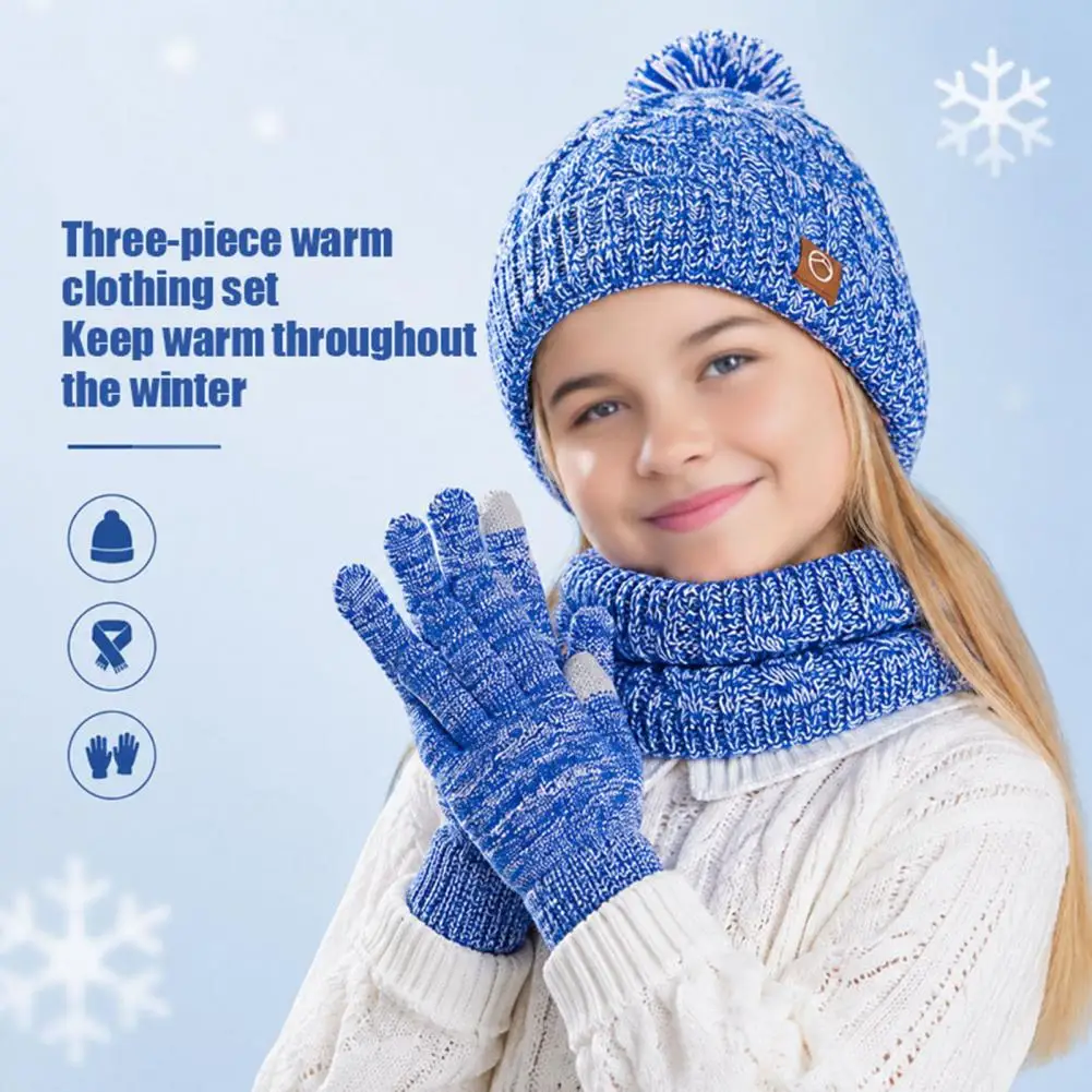 Cozy Thickened Fleece Lined Winter Wear Kids Winter Hat Scarf Gloves Set Fleece Lined Beanies Neck Warmer for Boys for Boys