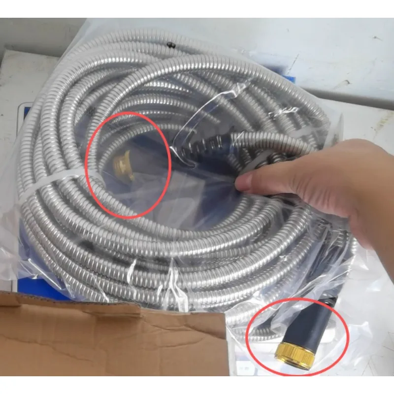25ft，50ft， 304 Stainless Steel Hose with Spray Gun,Lightweight,Durable,and Kink-Free,Metal Water Hoses