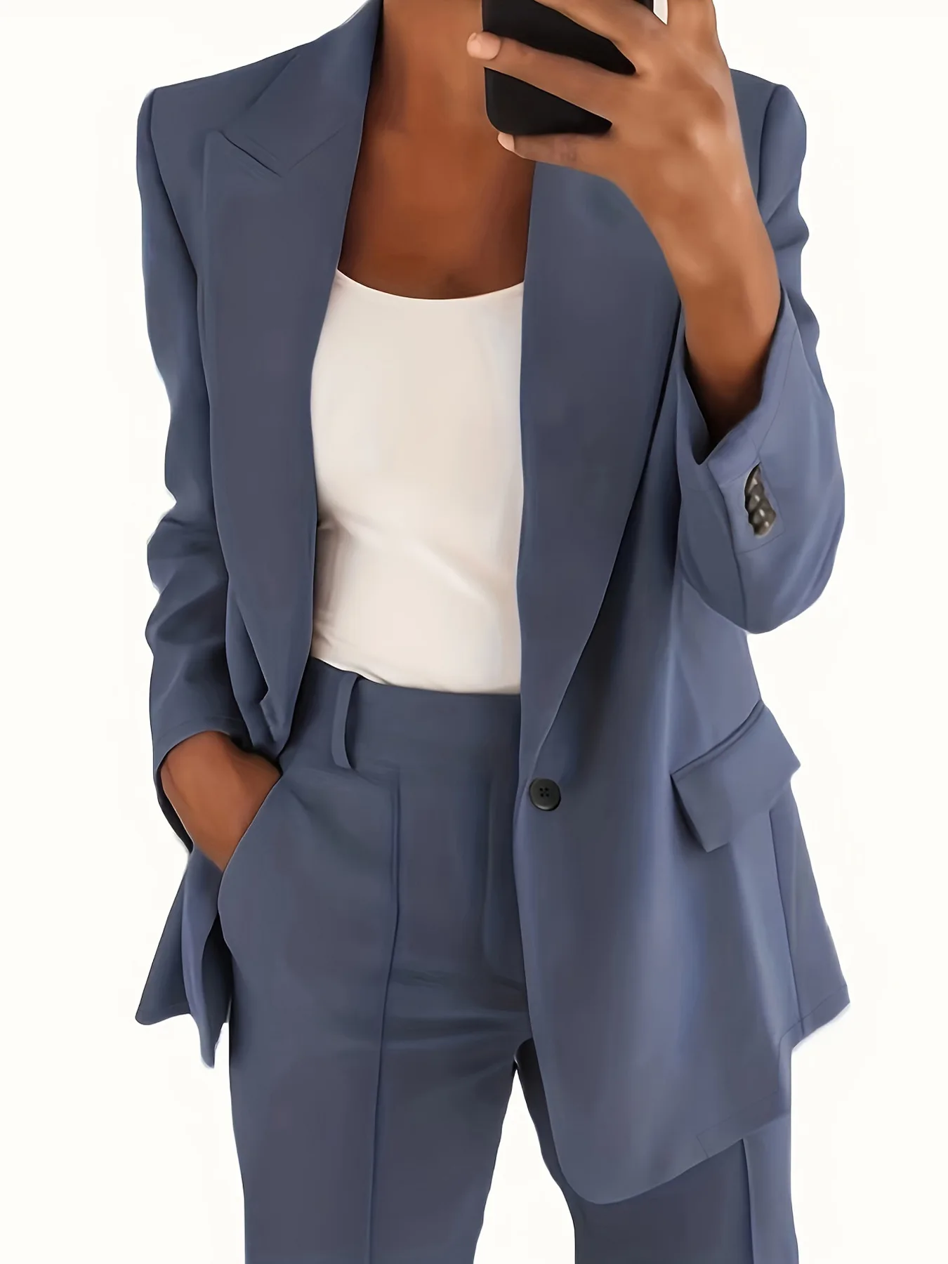 

GELITAYIN New Fashionable Solid Color Premium Slim Fit Cardigan Temperament Suit Coat Women's Wear Outerwears Commuting Pan