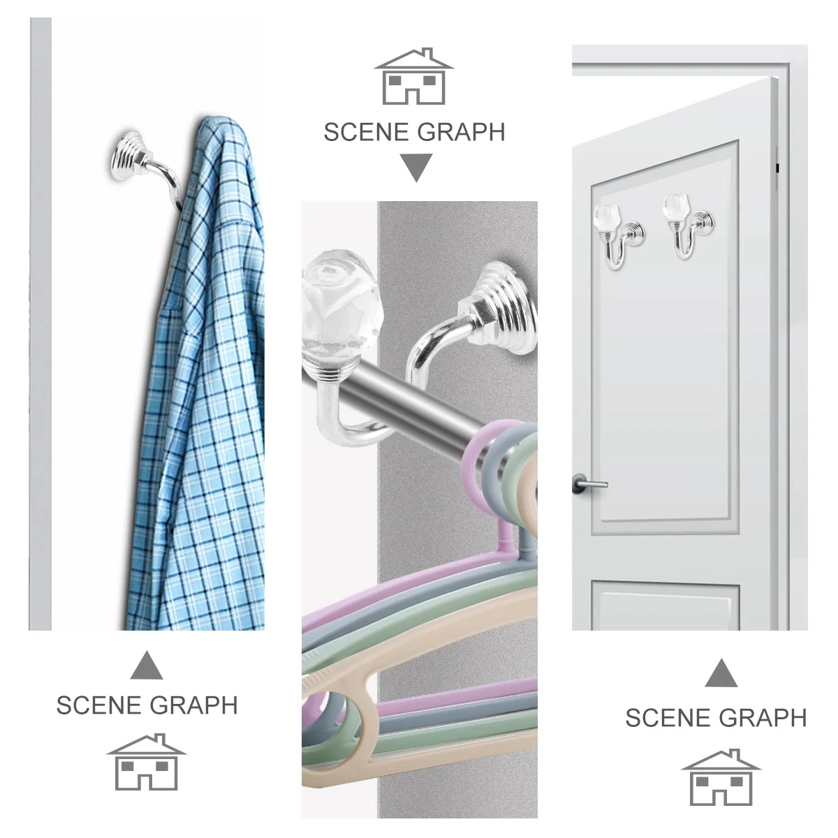 

Curtain Crystal Tiebacks Hooks Versatile Use for Curtains Coats Wall Hanging with Drill Installation Black Curtain Wall Hooks