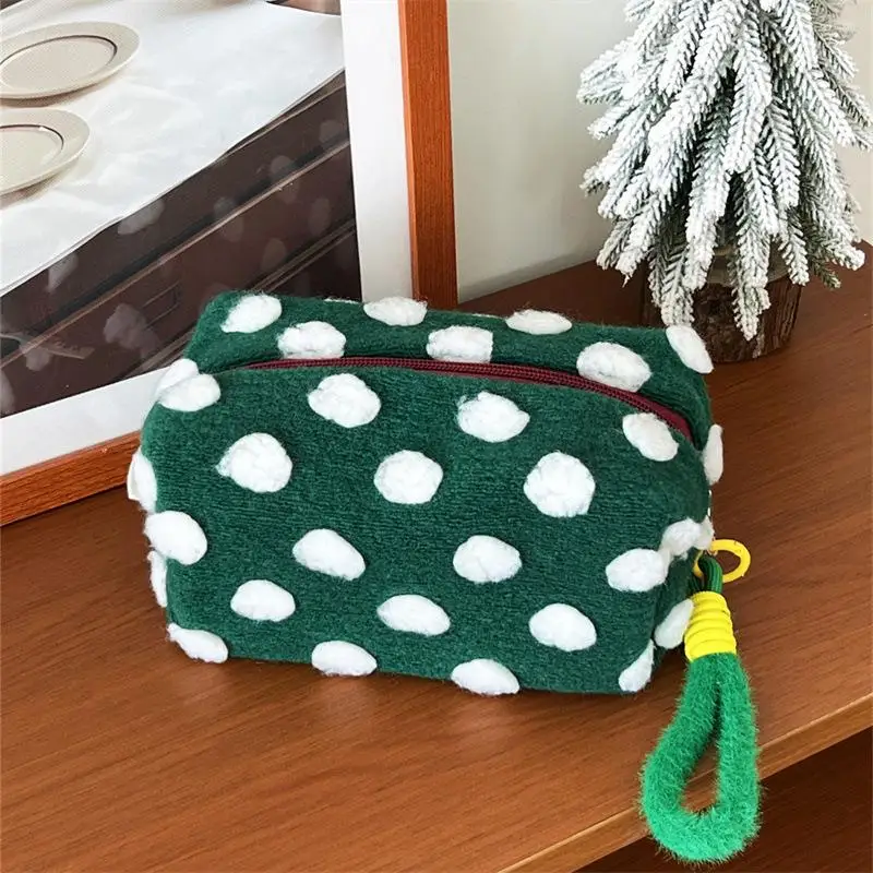 Makeup Bag Dot Cosmetic Pouch With Handle Gift For Women Large Capacity Travel Toiletry Wristlet Purse Organizer