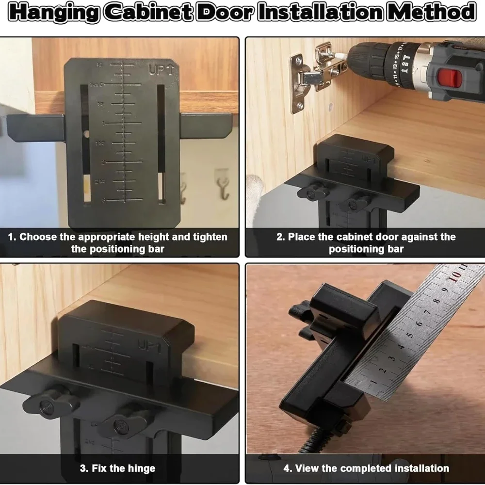 Woodworking Cabinet Door Installation Jig,Door Panel Installation Rebounding Device Drilling Tool Quick Positioning Tool