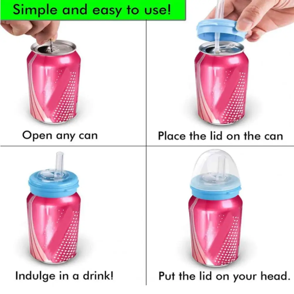 Lid with Seal Lid for Soda Drinks Reusable Silicone Soda Lids with Straw Leak-proof Pop Covers -free Beverage Caps for Secure