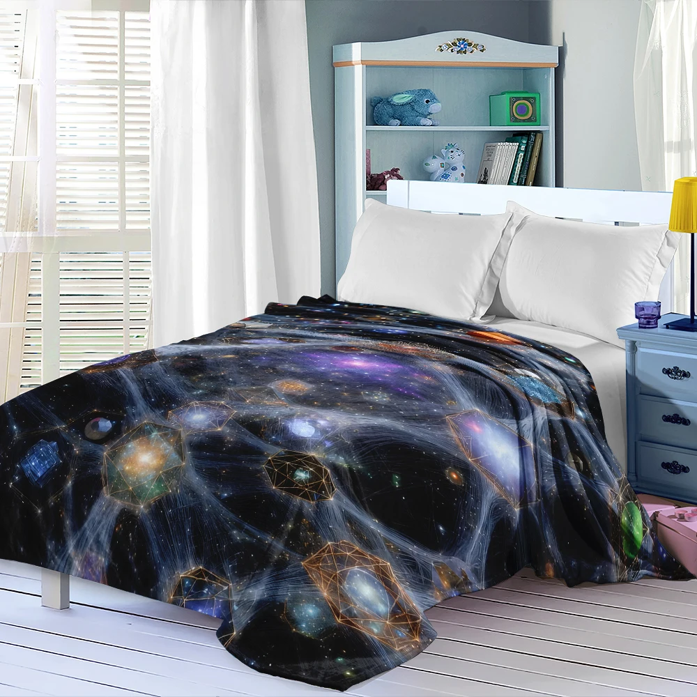Crystal Galaxy Network Cozy Flannel Fleece Blanket Lightweight Plush Throw Blanket for Sofa Bed Travel Camping Warm Blanket