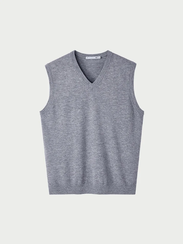 Pure Wool Knitted V-Neck Vest Fashionable Business Casual Style Autumn New Arrival Men's Vest Comfortable Soft Material