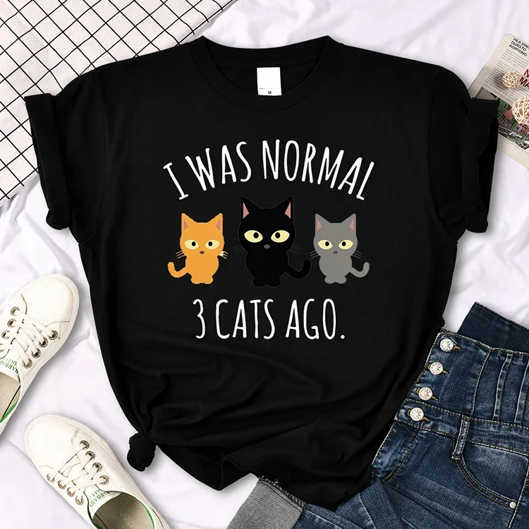 كنت عادية القطط قبل طباعة المرأة التي شيرت ملابس الصيف عادية Harajuku كم ملابس نسائية غير رسمية الشارع الملابس الجمالية #5