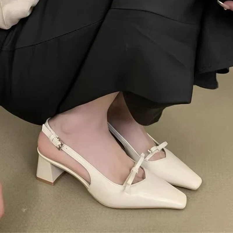 Women High Heels Bow Sandals Summer Chunky Woman Shoes Elegant Slippers 2026 Brand Dress Pumps Fashion Slingback Zapatos Slides