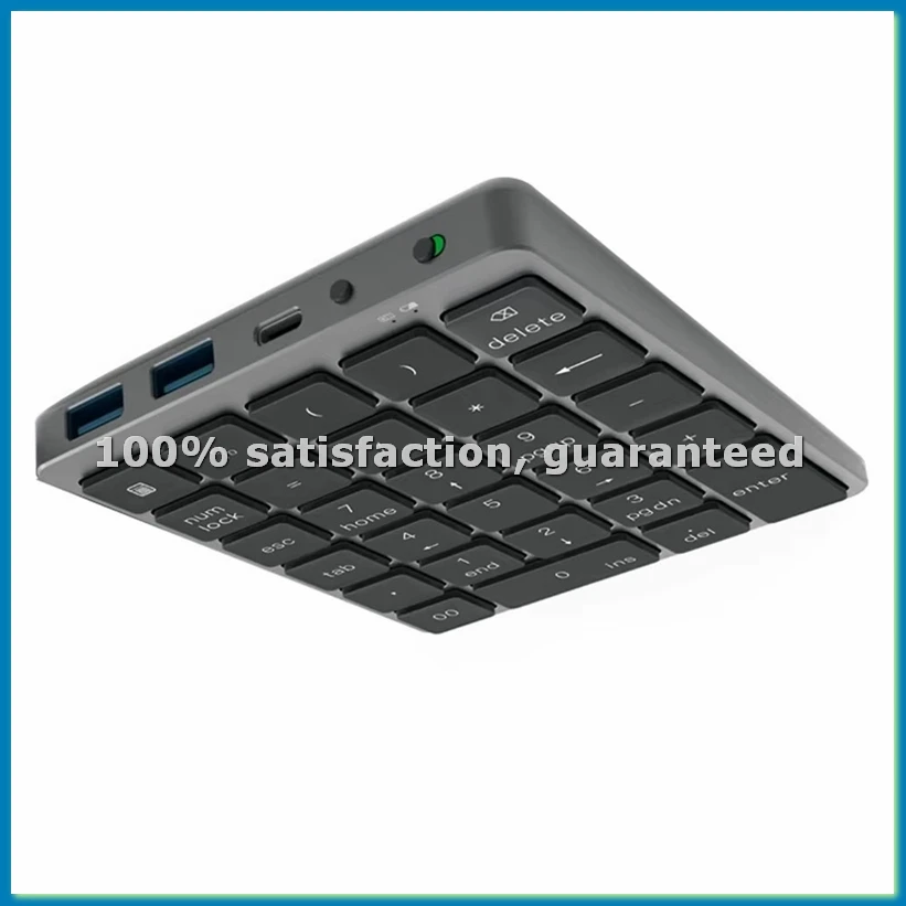 Wireless Bluetooth Numeric Keypad with USB HUB Dual Modes Rechargeable Numpad for Tablet Laptop-A69M