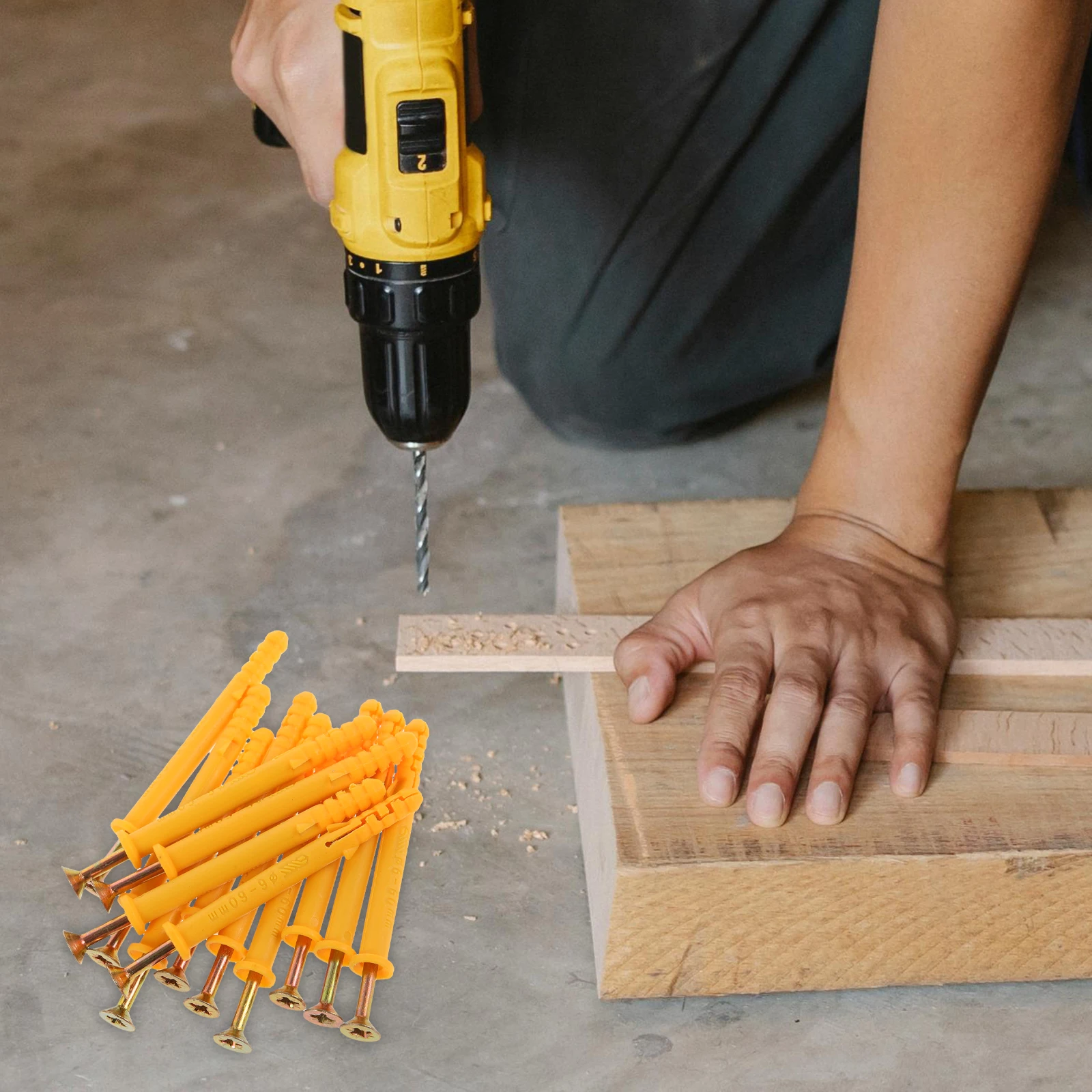 

50 set Expansion Screw Wall Plugs Small Yellow Croaker M6 60 Heavy Duty Plastic Self Tapping Anchors Drywall Screws Set