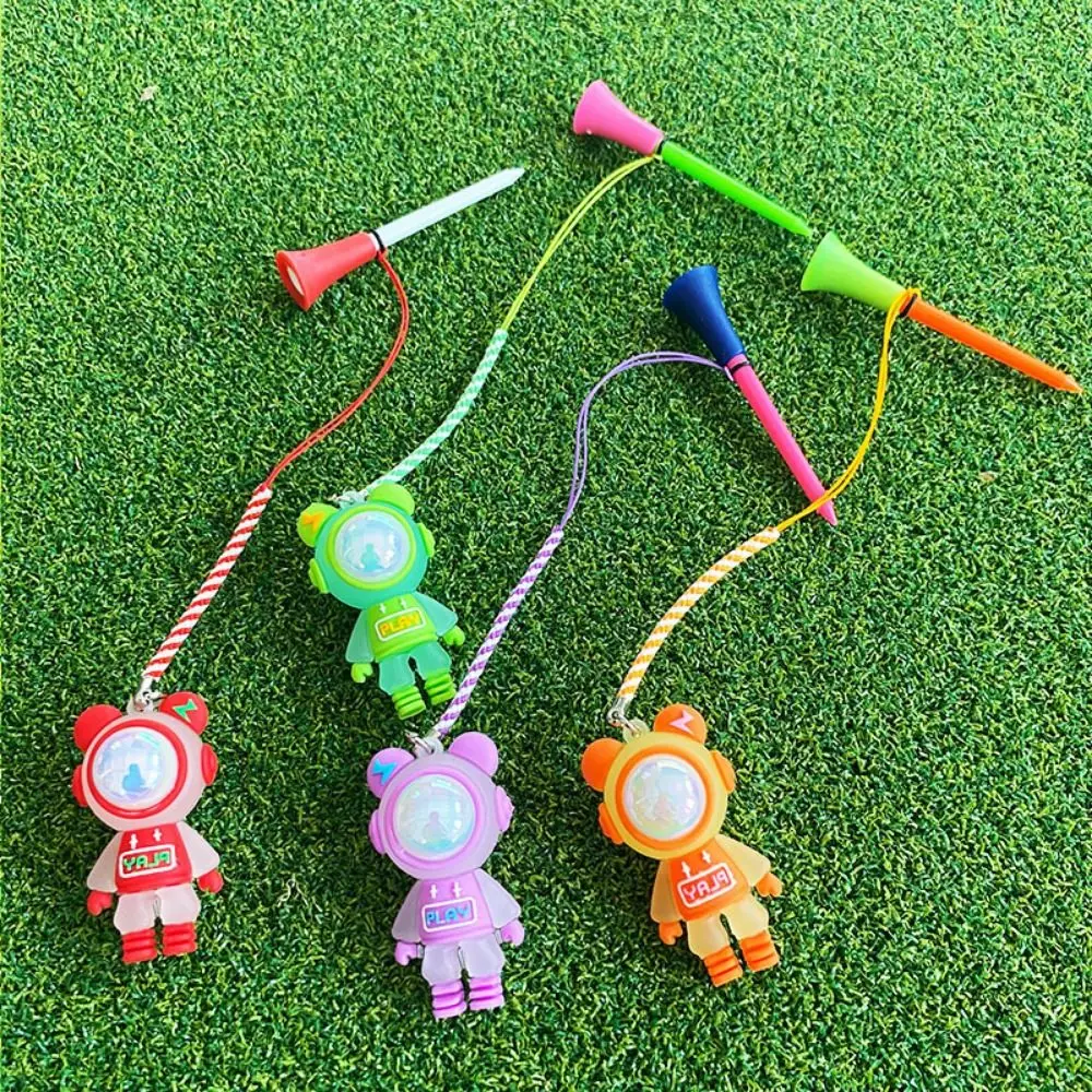 Cartoon Bear Golf Tee Flashing Light Dog Golf Rubber Tees Astronaut 8.3cm Golf Novelty Shape Tees Insert Into Grass