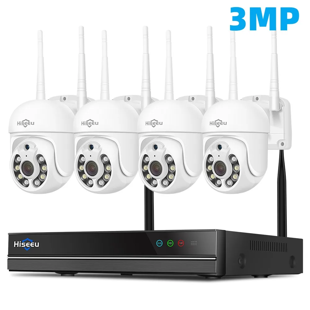 Hiseeu 3/5MP WiFi Beveiliging Bewakingscamera Systeem Kit Motion Tracking Kleur Nachtzicht 16CH NVR Draadloze CCTV Camera set - afbeelding 1