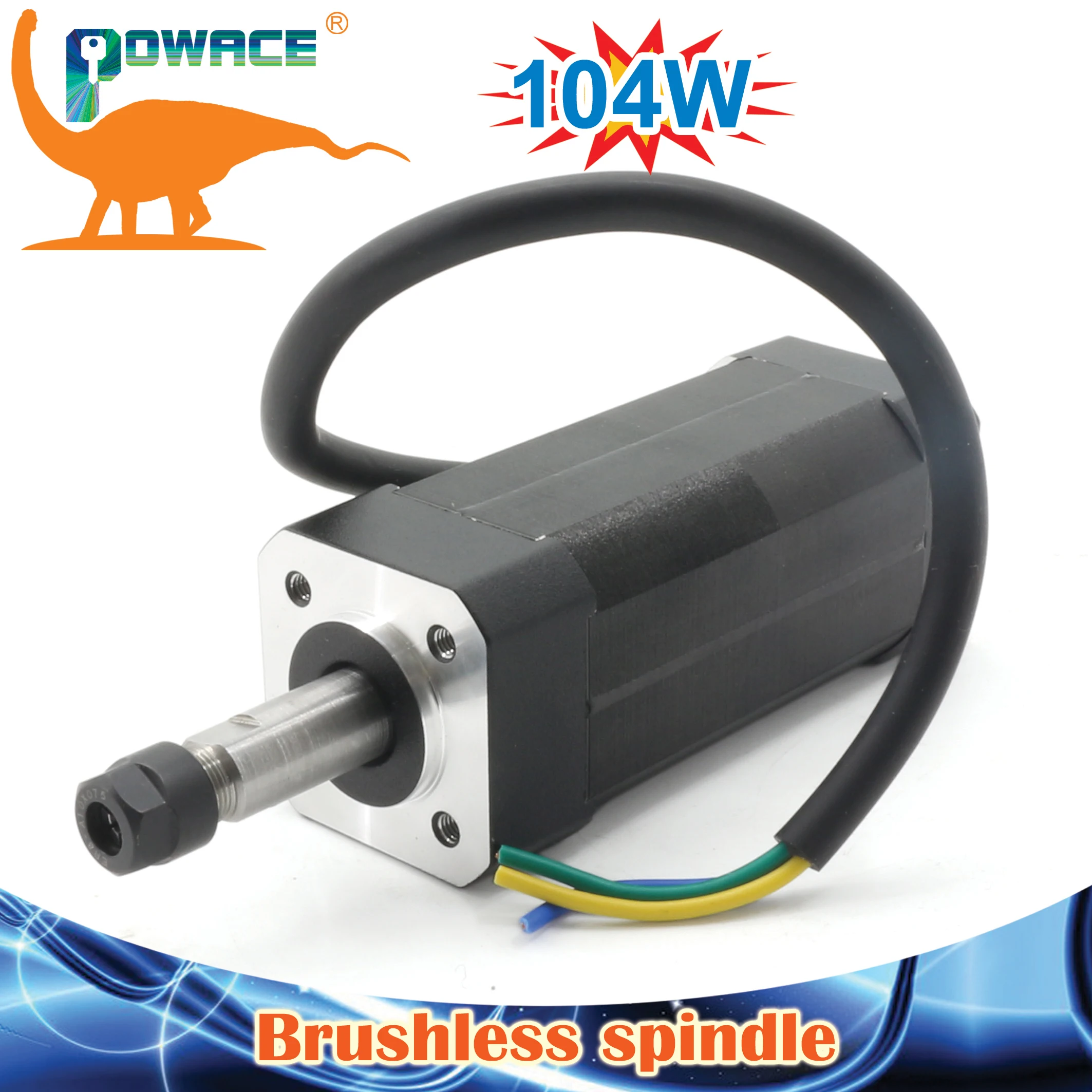 104W ER8 Square DC Brushless spindle motor CNC kit & DBD200 24V Driver For Router Milling