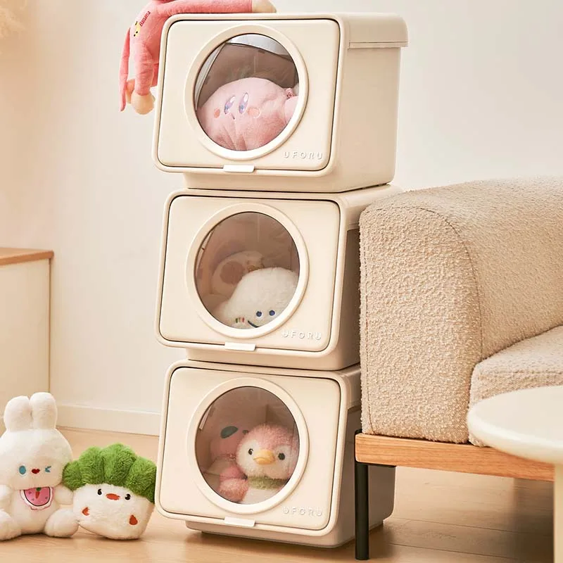 UFORU Aufbewahrungsbox, offene Spielzeug- und Snackbox, Haushalts-Organizer für Wohnzimmer, Kunststoff-Aufbewahrungsbox für Kleidung und Bücher, Klappbox