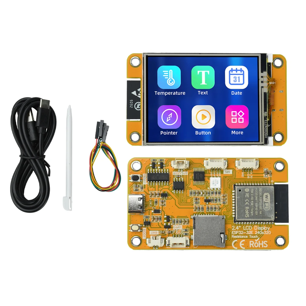 ESP32‑32E 2.4 Inch 240×320 ST7789 IPS Resistive Touch Display Board WiFi BLE Type‑C TF Card Lithium Battery Charge Speaker
