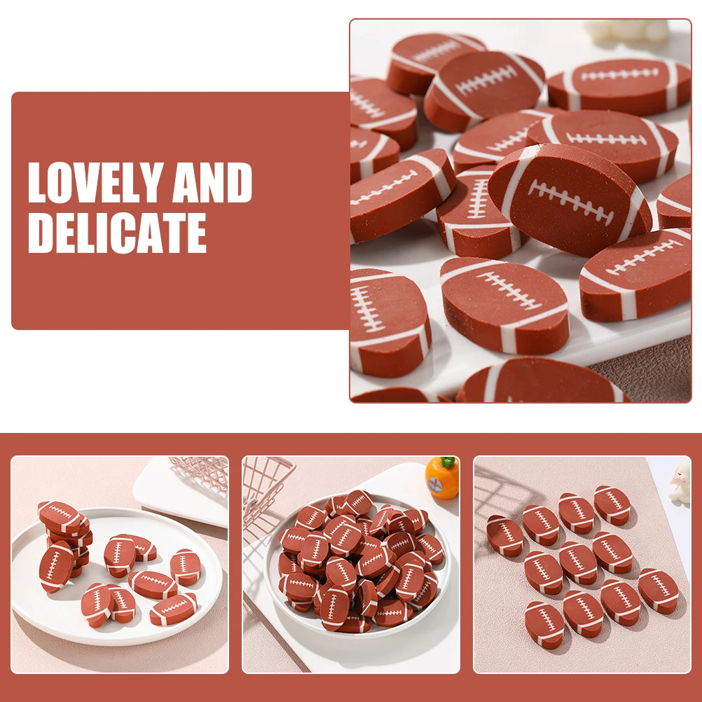 

100pcs Brown TPR Football Eraser Cartoon Rubber Safe Resistance Practical Long Lasting Bright Color Painting Eraser