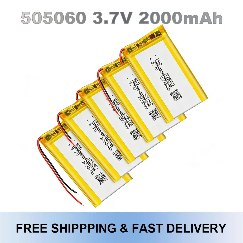 505060 3.7V 2000mAh Lithium Polymer Li-Po Rechargeable Battery for Intercom Bluetooth Speaker PDA POS GPS Explay M43HD Device