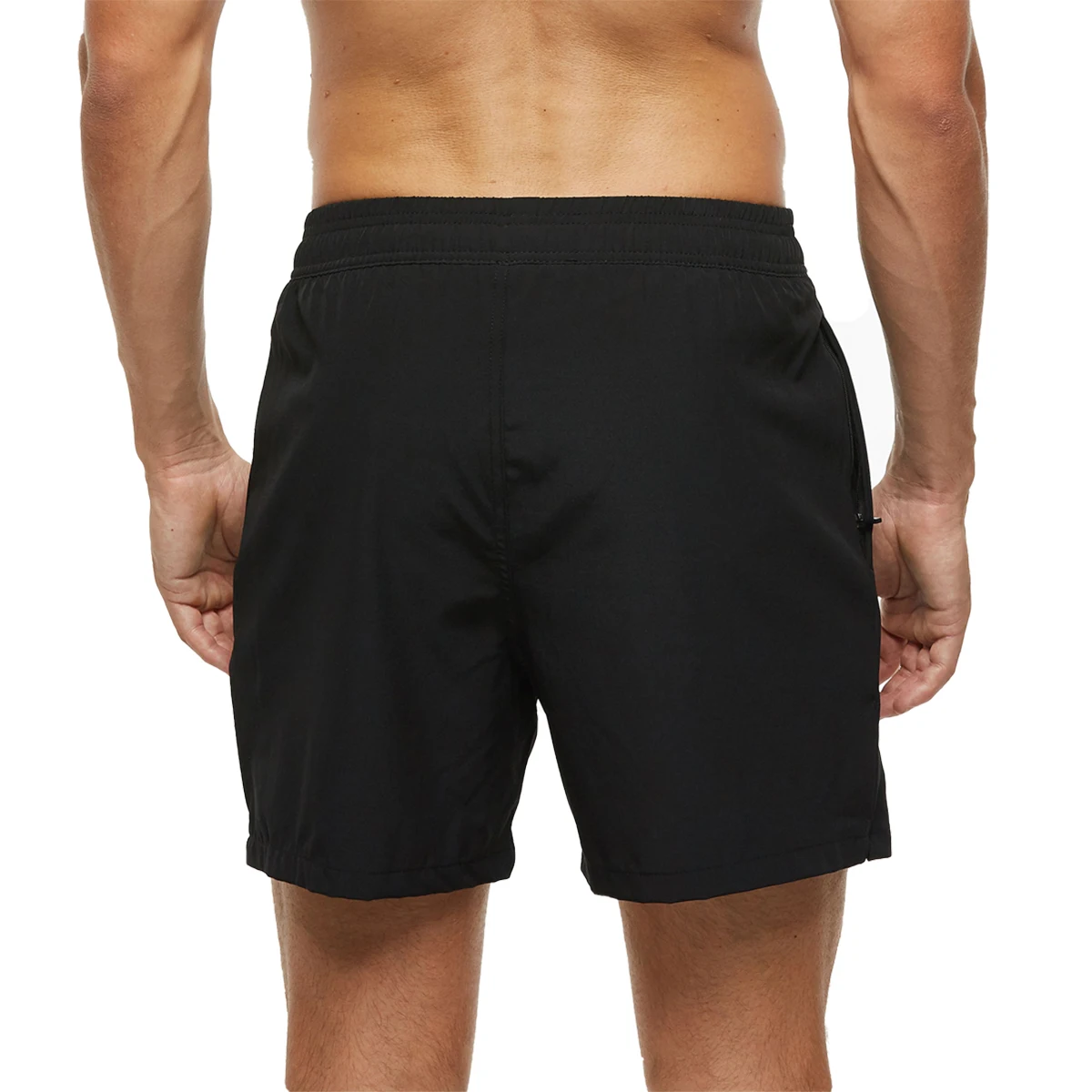 Calção de praia seca rápida masculina, calção de banho, bolsos com zíper, calça curta, verão