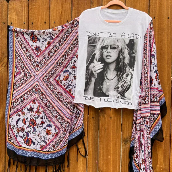 Trendy Women's Blouse 2025 Autumn Spring Vintage Print Loose Tops Simple Crew Neck Batwing Sleeve Patchwork Shirt One Size Tee