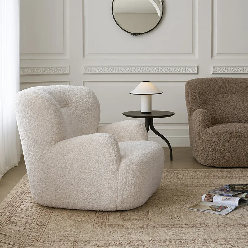 Cloud big white bear leisure chair medium antique lamb wool cream wind single sofa living room bedroom leisure sofa