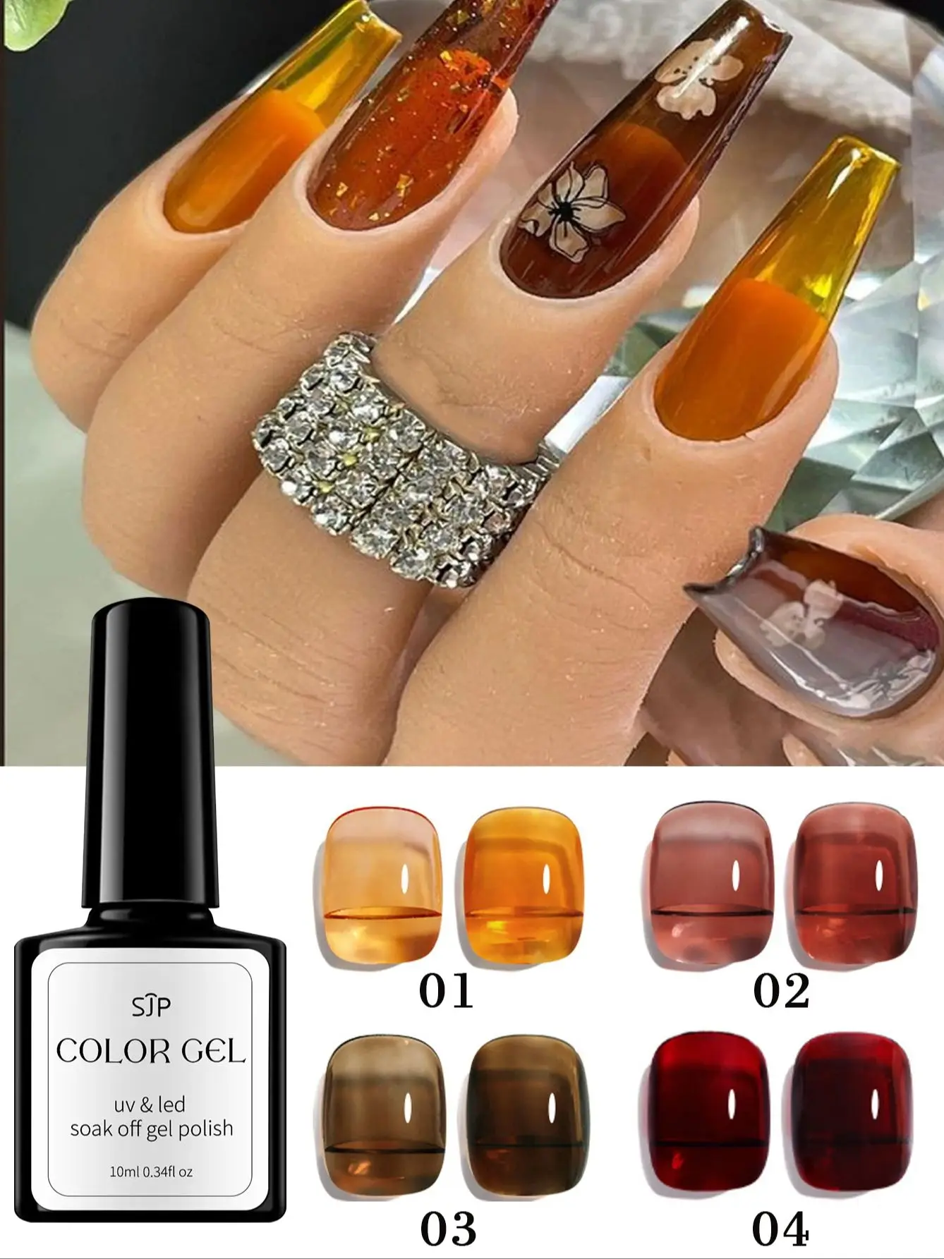 1pcs 10 ML Tortoise Sheer Nail Gel Set  Orange Jelly Gel Nail Polish Uv Nail Polish Nail Foil Gel Nail Polish Set Nail Polish